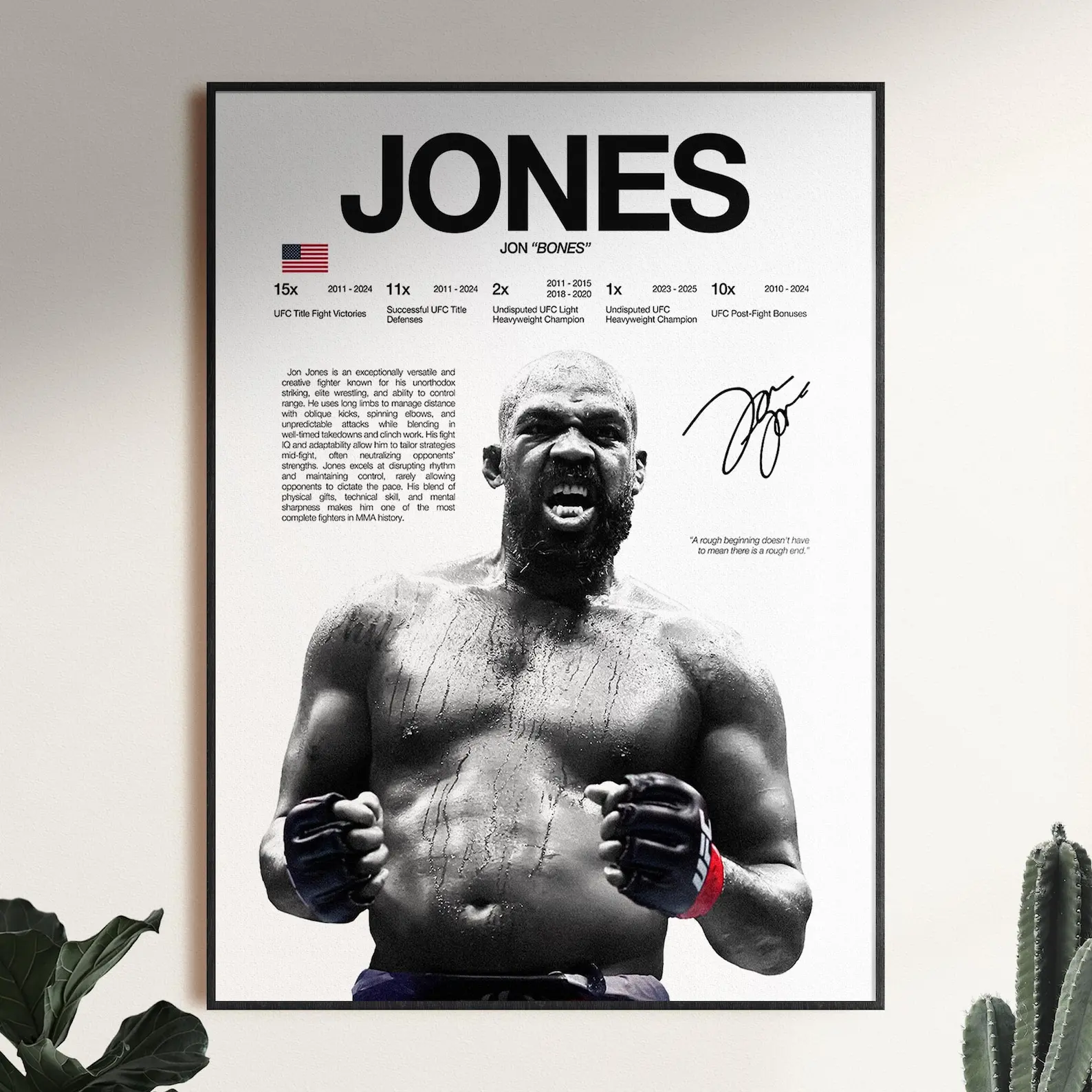Jon Jones Poster, UFC Wall Print, MMA Wall Print, Fighter Poster, Gym Poster, UFC Fan Room Decor, Gift for Him (Unframed)