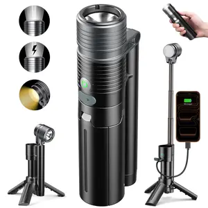 AsFrost Flashlight Mini Camping Lights, 180° Magnetic LED Flip with Tripod, Power Bank, Dual Color Modes, Waterproof, 8-Light Mode, 4500mAh Rechargeable Hiking Flashlight for Camping, Desk, or Emergency Use, Gift for Men Women Outdoor Enthusiasts