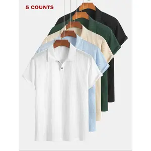 Men’s solid short-sleeve polo shirt, regular fit, casual fashion, comfortable knit top for summer, men’s clothing for daily wear GARMENTARY