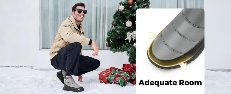 FitVille Mens Winter Boots V14 Wide Width Water Resistant Snow Boots for Men Lightweight Warm Fur Lined Walking Shoes Closed Toe