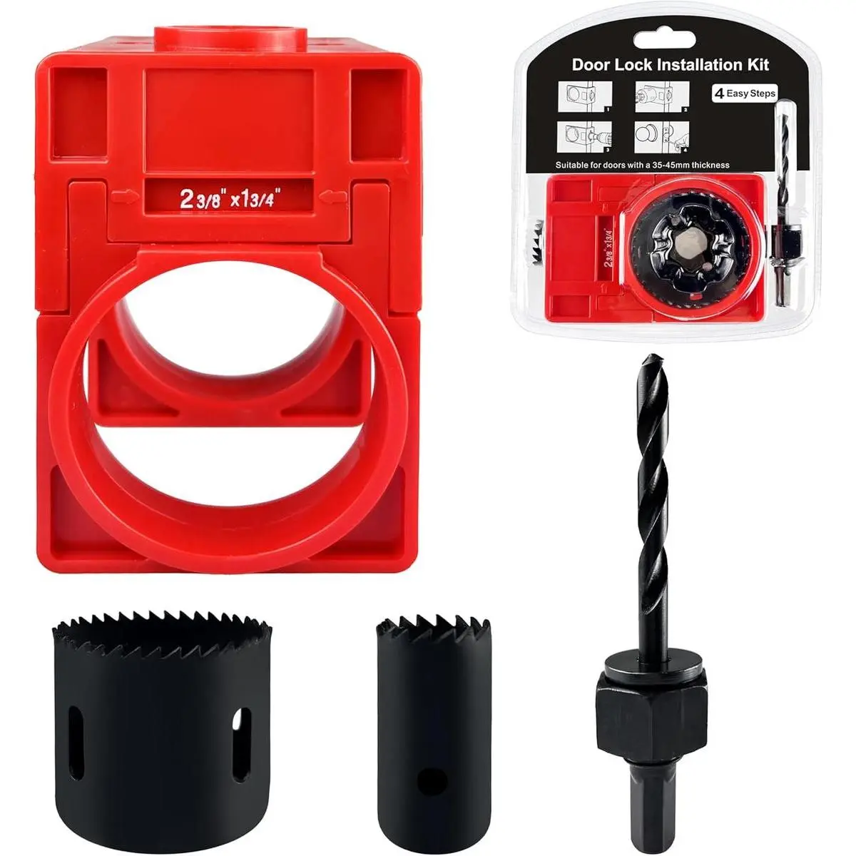 Carbon Steel Door Lock Installation Kit - Home Security Door Locks with Easy Installation, Carbon Steel Material