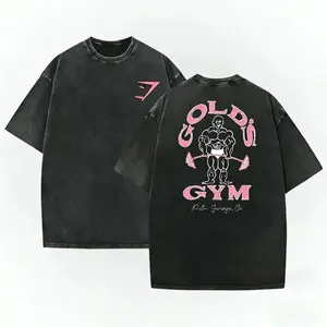 Gold's Gym Icon | Vintage Washed Gym Tee | Retro Black Gym T-Shirt - Oversized Fit
