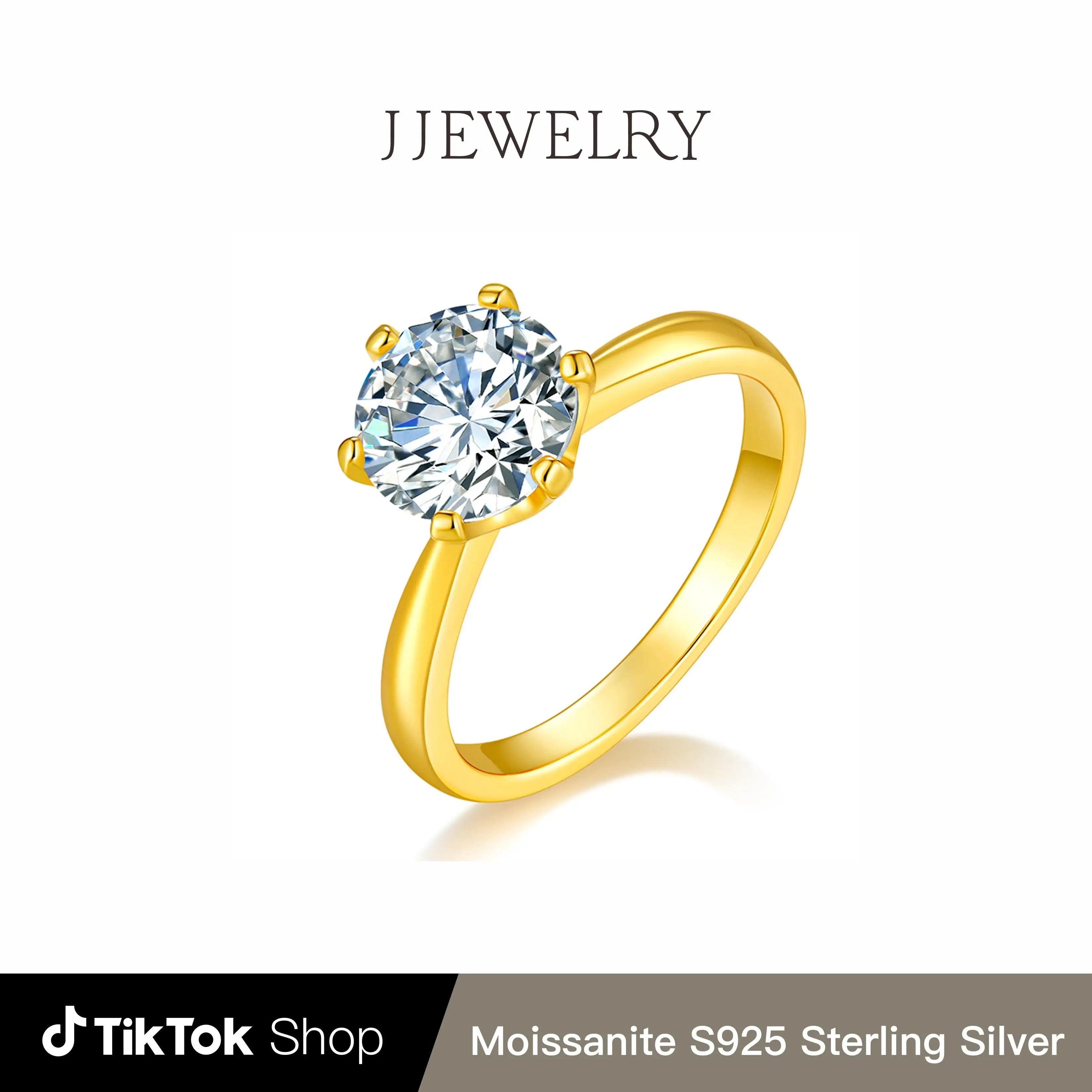 【RC101】Synthetic Moissanite Ring D Color VVS1 S925 Sterling Silver For Women Birthday Gift Engagement Wedding Anniversary Fashion Classic Jewelry