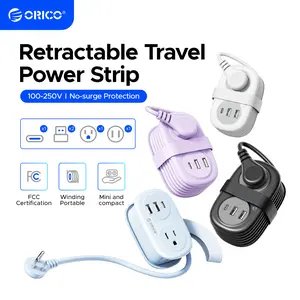 ORICO 15W GaN Travel Power Strip, 5-in-1 Multi Charging Design, with 2 AC Outlets, 2 USB-A and 1 USB-C Ports. 45° flat plug, portable mini socket extender with non-surge protection, great for travel, home, dorm and office – AP3