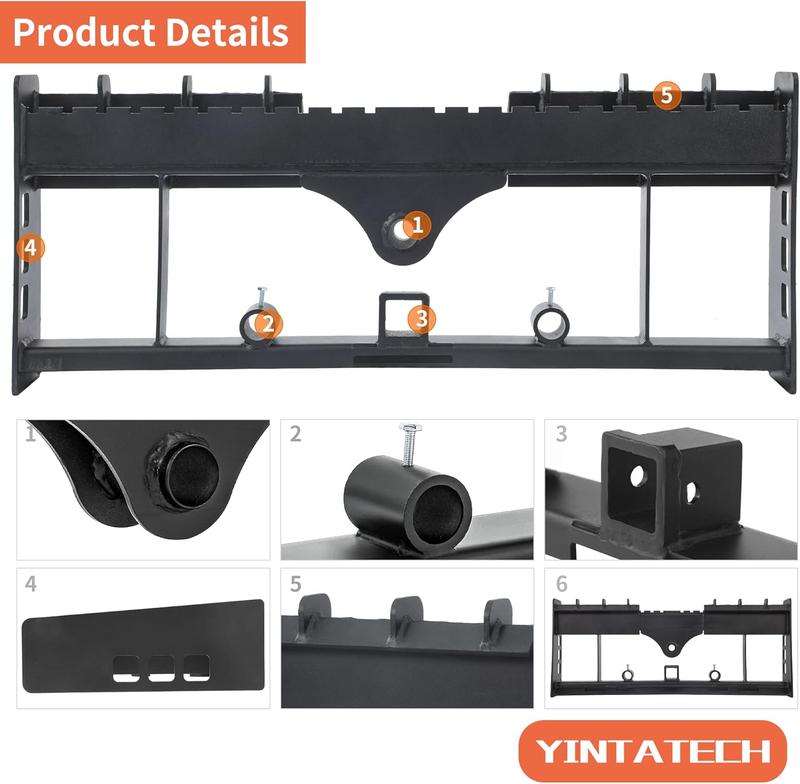 YITAMOTOR 4000lbs Skid Steer Pallet Fork 48" Frame Pallet Forks for Kubota Bobcat Skid Steer Loaders Tractors