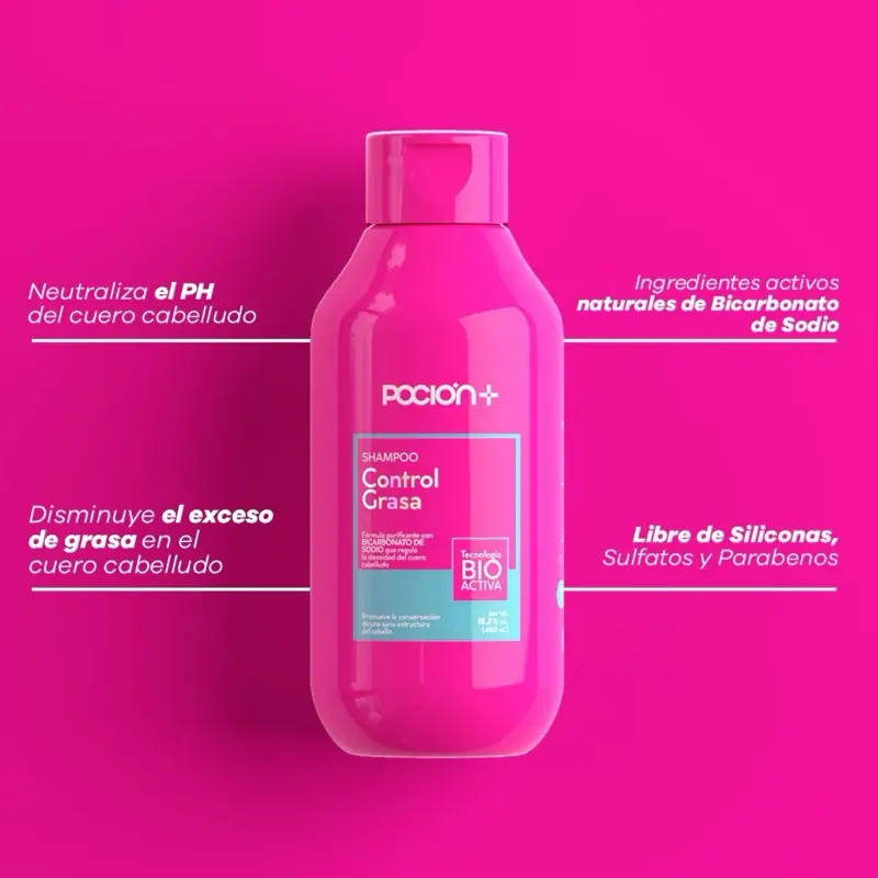 Pacion+ Shampoo Control Grasa Cuidado Capilar 500Gr for Oil Control and Hair Care