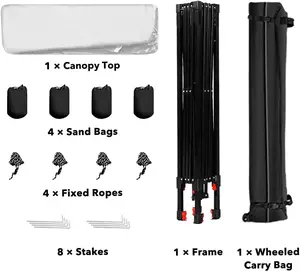 KAMPKEEPER Canopy Tent,Outdoor Canopy,10x10 Pop Up Canopy Tent for Commercial Garden Wedding Camping Party,3 Adjustable Height with Ropes and 4 Stakes (White)
