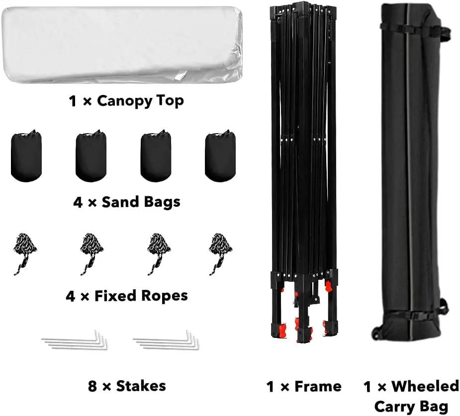 KAMPKEEPER Canopy Tent,Outdoor Canopy,10x10 Pop Up Canopy Tent for Commercial Garden Wedding Camping Party,3 Adjustable Height with Ropes and 4 Stakes (White)