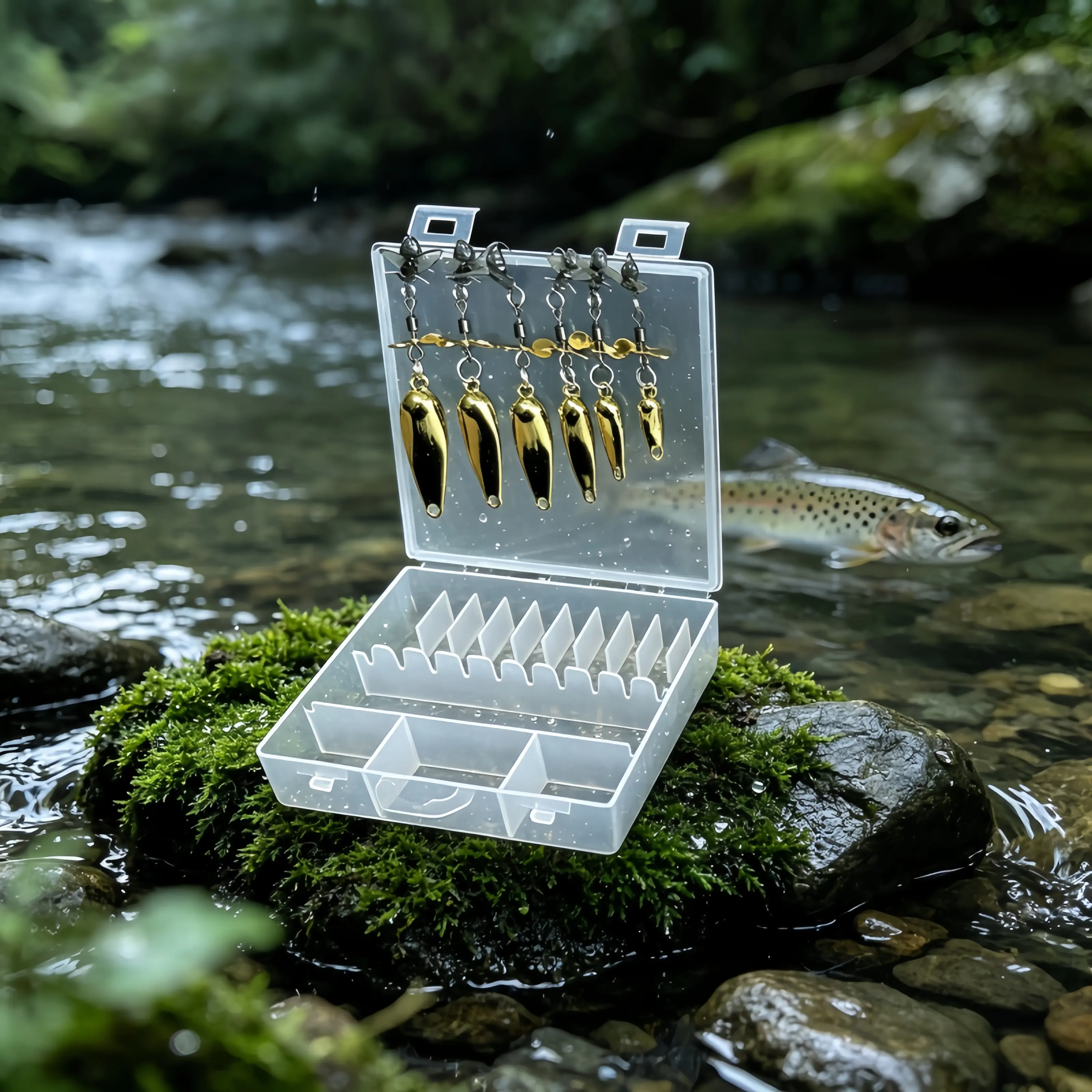 6 Pack Gold Stainless Steel Spinner Baits, Hard Fishing Lures with 3D Realistic Propeller Blades, Freshwater Fishing Tackle for Bass, Trout, Perch, Ideal for Pond, Lake and River Angling