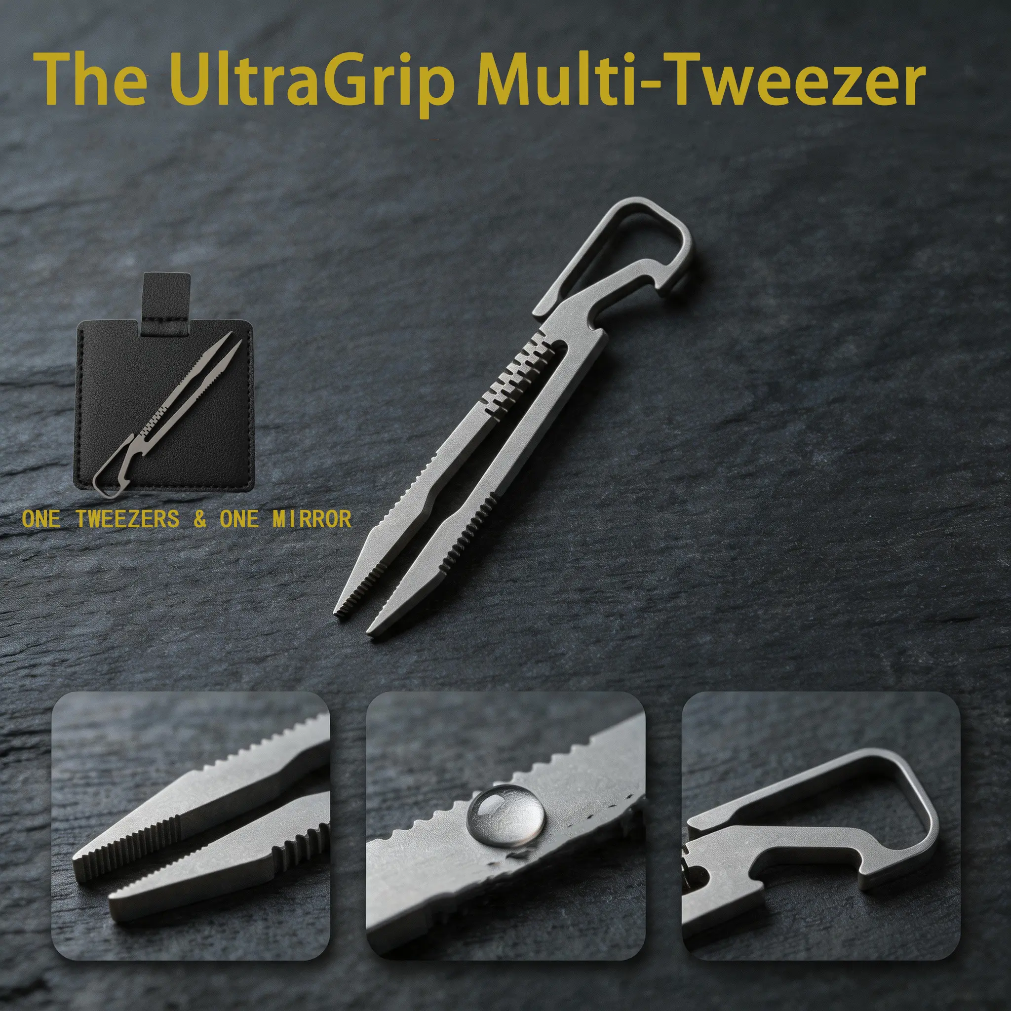 Titanium alloy tweezers; manual precision titanium alloy tweezers for hair and eyebrows; multi‑functional 3‑in‑1 tweezers with keychain and bottle opener; men’s pendant tweezers