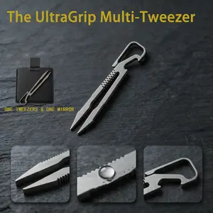 Titanium alloy tweezers; manual precision titanium alloy tweezers for hair and eyebrows; multi‑functional 3‑in‑1 tweezers with keychain and bottle opener; men’s pendant tweezers