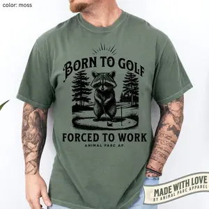Comfort Colors Funny Golf Shirt Raccoon Golfing Tee Gift for Golfer Vintag Golfing Tee, Golf Lover Shirt, Golfing Clubs, Golf Lover Gift Golf Animals Shirt