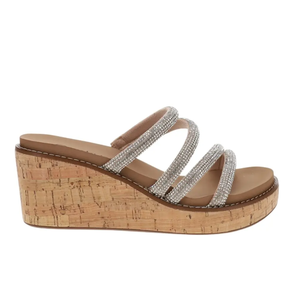 Corkys Womens Summer Glow Rhinestone  Casual Sandals Casual Low Heel 1-2" - Silver
