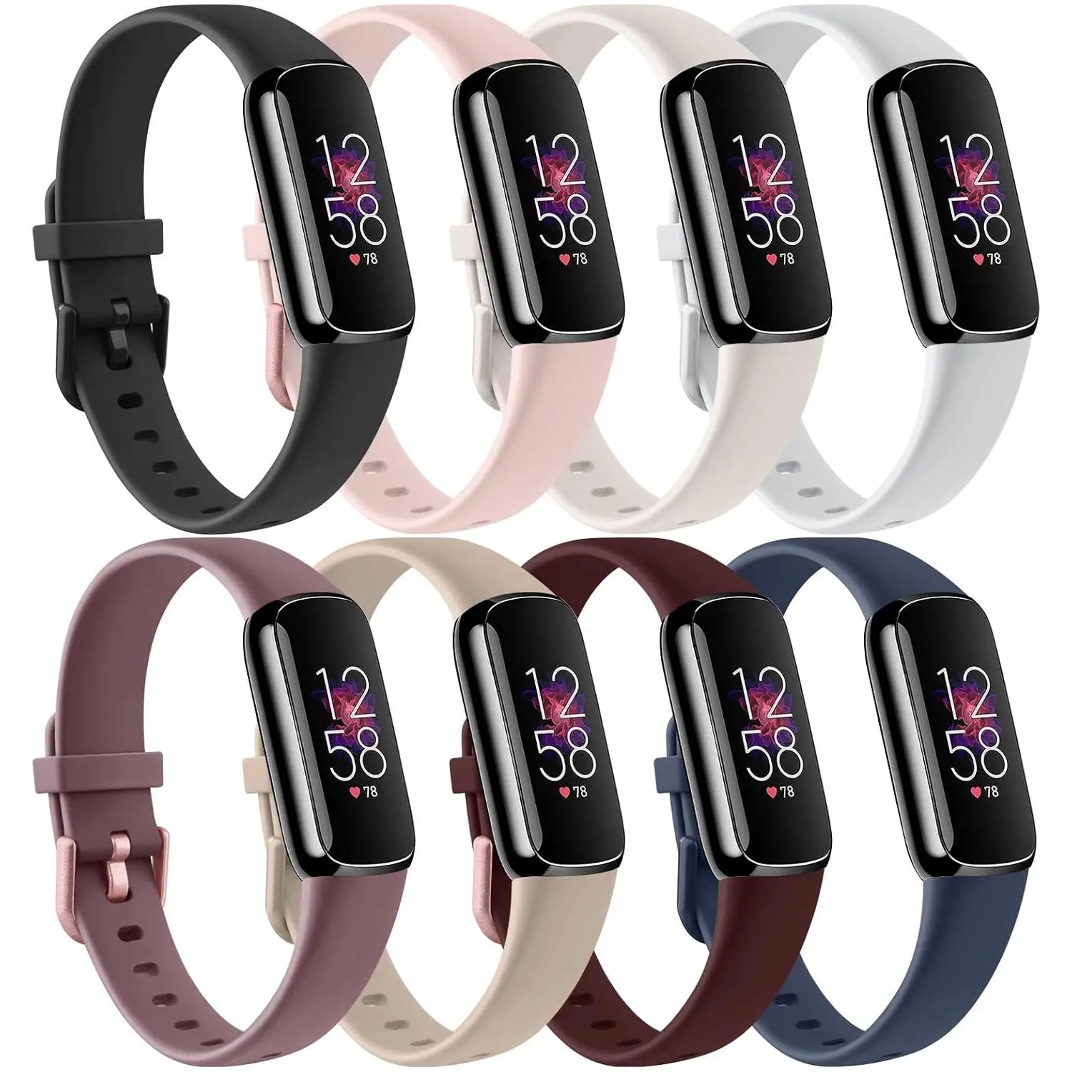 8 Pack Bands Compatible with  Luxe Bands for Women Men, Soft  Wristband  Strap for  Luxe Fitness and