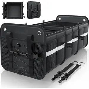 Trunk Organizer for SUV -  Storage Box with Reflective Strips, Collapsible  Organizer with Large Capacity, Essential  Accessories for , Van & Sedan, Black, 33.1" x 13.0" x 12.0"