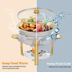 6-piece 2/4/6/8 piece set commercial 304 stainless steel rolling heat-resistant tray set - NSF stainless steel countertop system, only includes food trays, water trays and fuel storage containers, only for cooking Plates