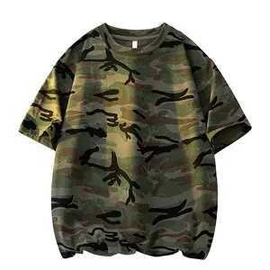 Retro camouflage all-over print short-sleeve T-shirt for men, heavyweight pure cotton fabric, loose fit, summer American street casual style, crew neck, versatile top, #SummerWins, #fathersdaygift