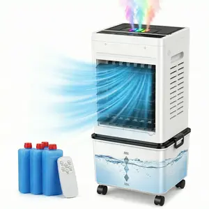 4 IN 1 Evaporative Air Cooler with Night Light, 6 Speeds Windowless Portable Air Conditioners with Remote, Humidifier, 24H Timer, Swamp Cooler with 2.64 Gal Detachable Water Tank for Bedroom, Office MR1008