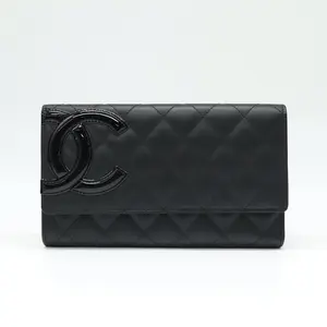 Pre-owned CHANEL Leather Small Leather Goods Cambon Line Flap Wallet W21749