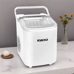Igloo 26-Pound Automatic Self-Cleaning Portable Countertop Ice Maker Machine with Handle 24-Hour Capacity LED Control Panel Stainless Steel 2-Quart Water Tank Compact Design Easy to Use