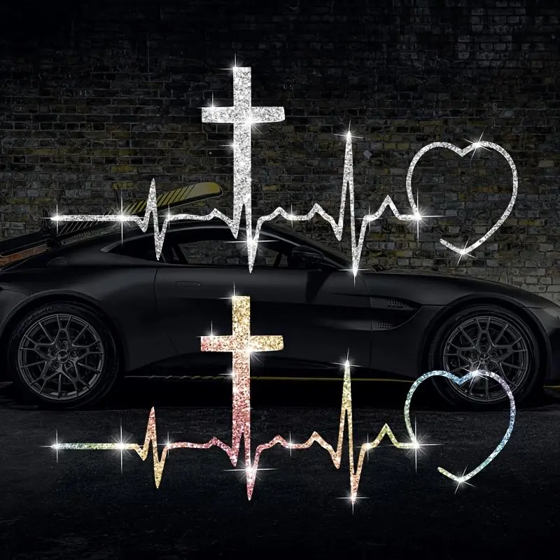 Reflective heart-shaped pattern stickers, suitable for use on cars, motorcycles, laptops, and glass decorations, Windshield Sticker, Car Decals, Car Window Decal