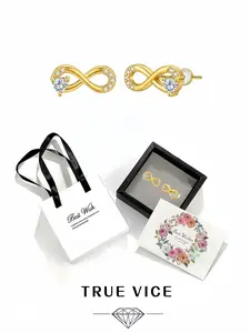 Eternal Promise Niche infinity heart zircon earrings. Comes with elegant drawer jewelry box, perfect gift for women on festivals and anniversaries.