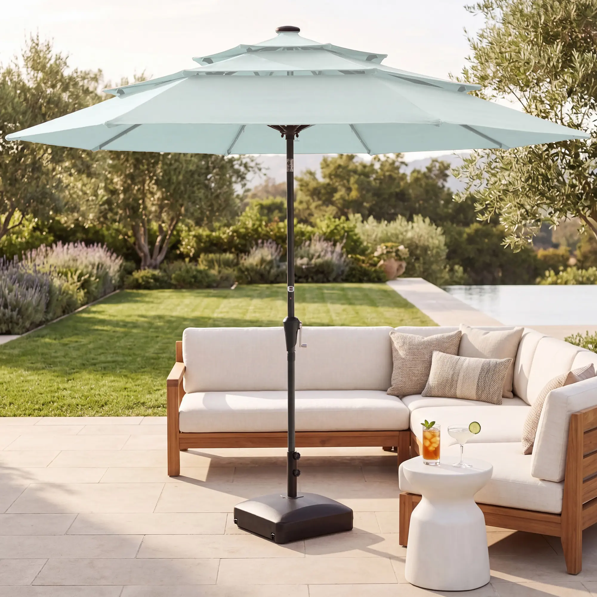 Best Choice Products 10ft 3-Tier Patio Umbrella, Market Sun Shade w/ Tilt Adjustment, Easy Crank