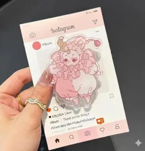 Pink Pierrot Clown Magnetic Phone Grip, Kawaii Pastel Aesthetic Pop Grip, Cute Clown Phone Holder, Magnetic Grip for Kindle eReader Gift