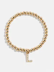 Gold/Pavé Dangle Charm Initial Pisa Bracelet  - L