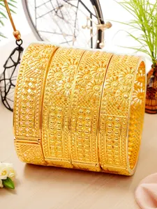 4pcs Elegant Vintage Copper Cuff Bracelets, Luxury Opening Floral Design, Perfect for Daily Wear and Gifts, Ideal for Weddings, Flower Design Bracelet