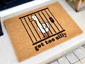 Funny Goose Doormat, "Got Too Silly" Door Mat, Humorous Welcome Mat, Farm Animal Doormat, Silly Gift for Frend, Funny Doormat, Silly Goose