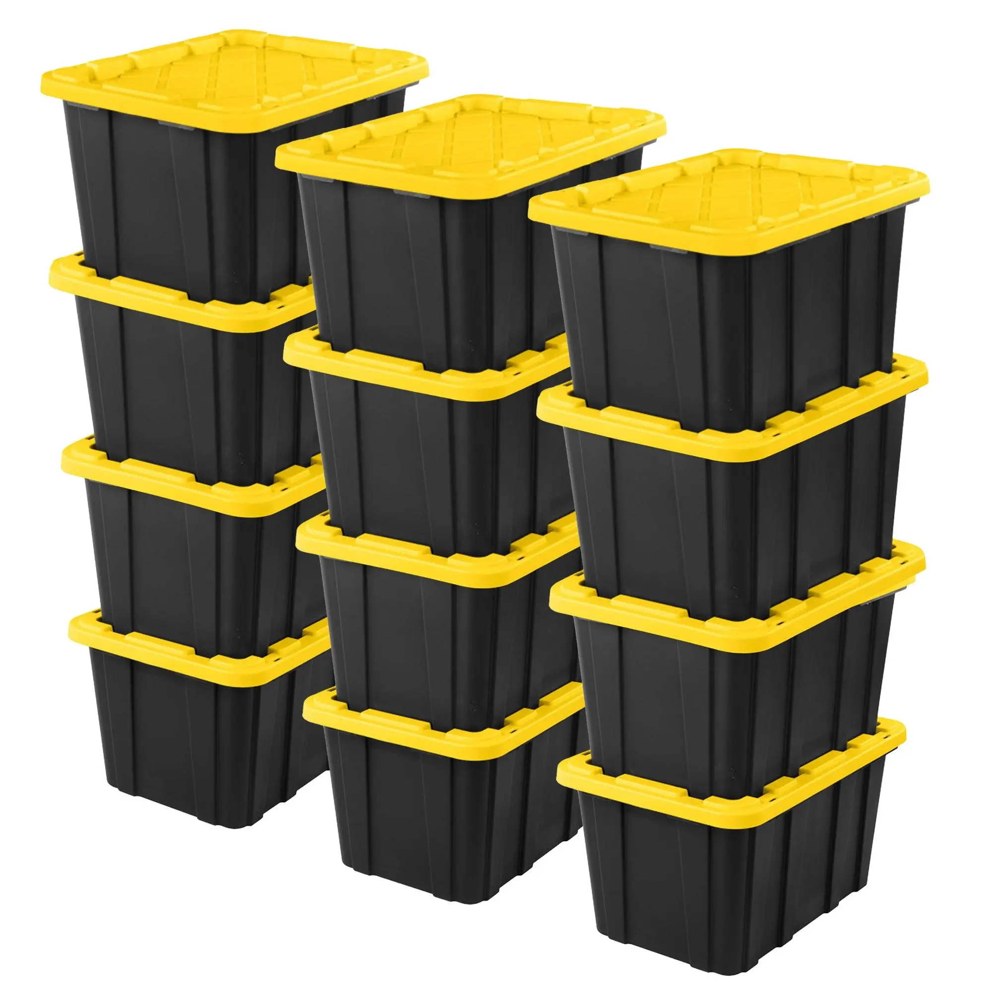 Sterilite 27 Gallon Industrial Stackable Storage Tote Lidded Containers, 12 Pack Sterilite 27 Gallon Industrial Stackable Storage Tote Lidded Containers, 12 Pack