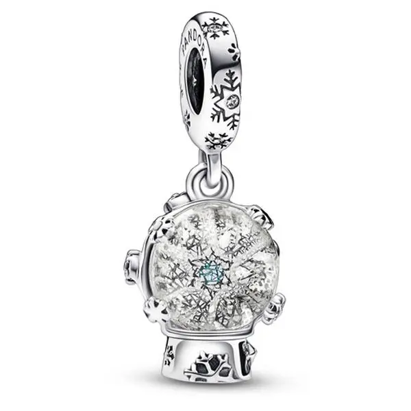 Pandora Snowflake Snow Globe Dangle Charm 792369C01, Charms & Pendants, Grooved And Raised Snowflake Shapes