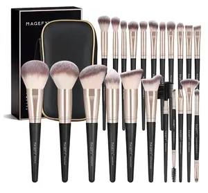 MAGEFY Makeup Brushes, 22 Pcs Professional Premium Synthetic Makeup Brush Set with Case, Foundation Eyeshadow Brush Travel Make up Brushes Set (Blackgold)