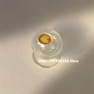 Korean Cute 3D Coffee Clear Bracket For iPhone 16 15 Creativity Universal GripTok Grip Tok Funny Phone Holder Ring Support Stand