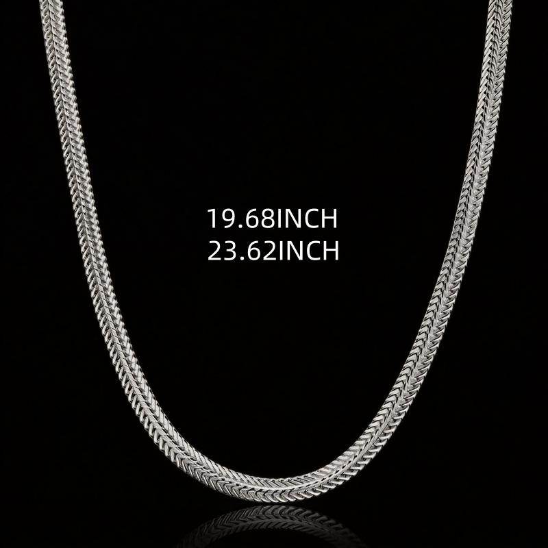 Unisex S925 Silver-Plated 6MM 3D Double Braided Foxtail Chain Necklace - Stamped, Lobster Clasp, Chunky Woven Choker, Metallic Link Hip Hop Jewelry, Ideal for Daily Wear & Gifting to Men, Braided Chain Necklaces