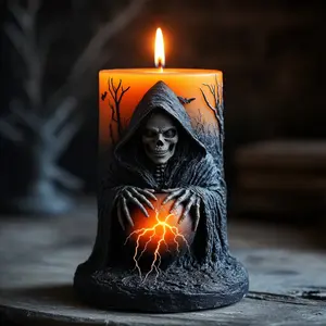 Halloween Skeleton Knight Silicone Mold, Candle Wax Burner Dedicated, Lightning Ball Decayed Tree Bat Embossed, Reusable