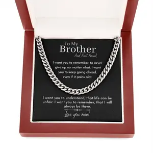 Birthday Gift for Brother from Sister, Cuban Link Chain Necklace for Man, Brother and Sister Bracelet, To My Brother And Best Friend Necklace