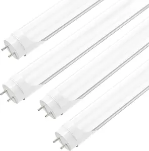 JESLED 4FT LED T8 Type A+B Tube Lights, 24W(65W Equivalent), 3072LM, 6000K, Single or Double End Powered, Plug and Play or Ballast Bypass, 4 Foot T10 T12 Fluorescent Bulbs Replacement, Frosted(4-Pack) G13 Bi-Pin