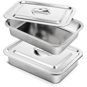 2 Sets Deep Lasagna Baking Pan with Lid, 11 x 14.2 x 3 Inch 5.3 Qt Large Stainless Steel Nonstick Lasagna Baking Roasting Pans Casserole Dishes for Oven with