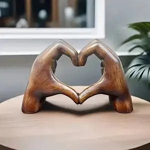 Resin Heart Gesture Sculpture, Abstract Hand Shape Statue, Decorative Art Figurine, Perfect for Weddings & Home, Ideal Holiday Gift, Sculpture Desk Decor