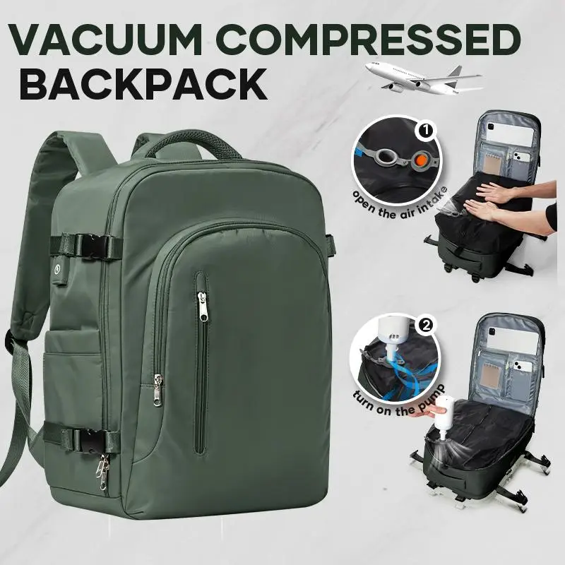 HYC00 Vacuum Travel Backpack with Pump, Vacuum SealCompression Backpack, Large Travel Bag For Women Men, Durable Outdoor Hiking Sports Rucksack, Airli
