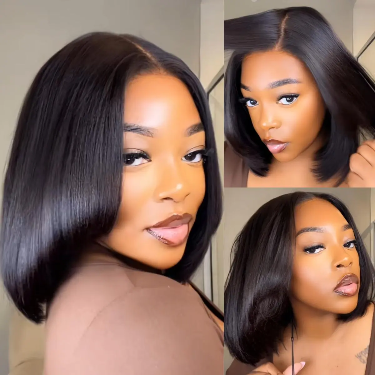 UNice Glueless Yaki Straight Layer Bob Wig 7x5 HD Lace Closure Wig With Natural Hairline Human Hair Wig Pre-cut HD Lace With Drawstring Beginner Friendly Summer Wig TikTokShopSummerSale