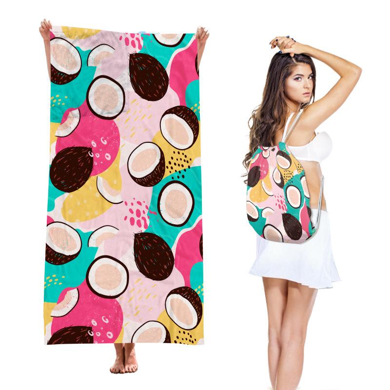 Two-in-One Beach Towel Backpack, Foldable Beach Towel Storage Bag, Microfiber Printed Beach Towel Yarn