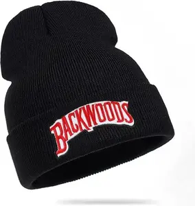 【Backwoods】 Men's Warm Winter Wool Knitted Hat Thickened Windproof Solid-Color Versatile for Commute Hiking Camping Work Holiday Gift Essential Christmas Stocking Stuffer Present for Him