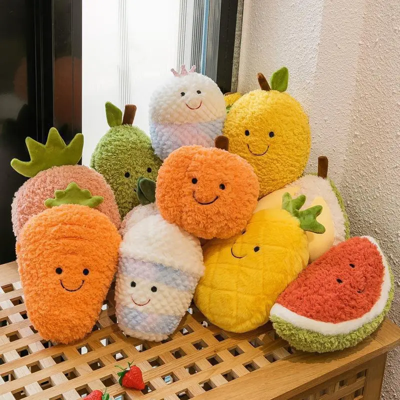 Fruit & Vegetable Plush Doll Toy, Cute Soft Fruit Veggie Stuffed Doll, Cartoon Plant Stress Relief Plush Model for Decor & Party Gifts