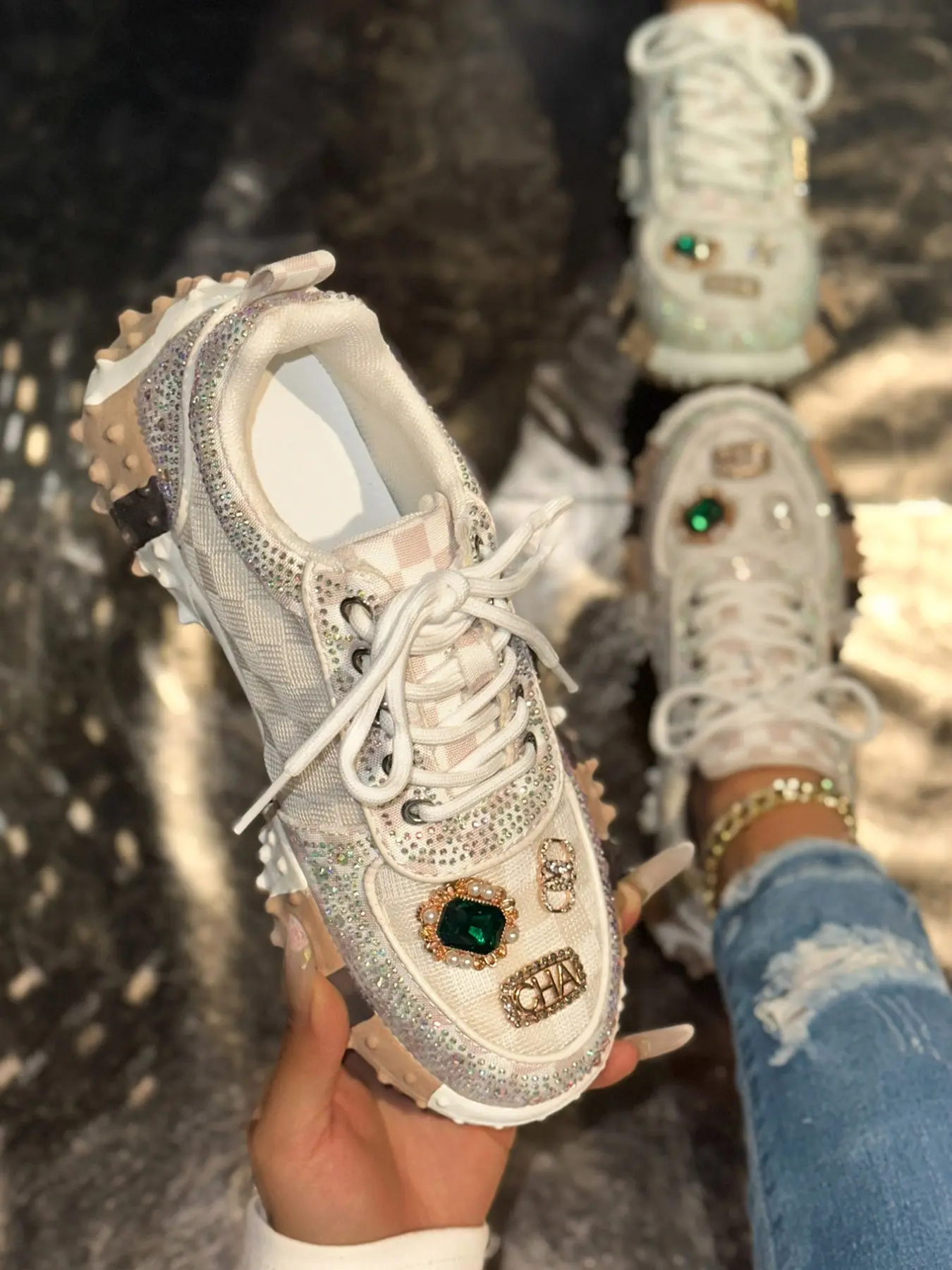 Trendy Oversized Head Sneakers for Women, Checkerboard Platform Sole Sports Shoes, Fall Winter 2026 New Arrival, Versatile Casual Footwear, Thick Sole Sneakers, Patchwork Design Sneakers, Thick Soled Sneakers