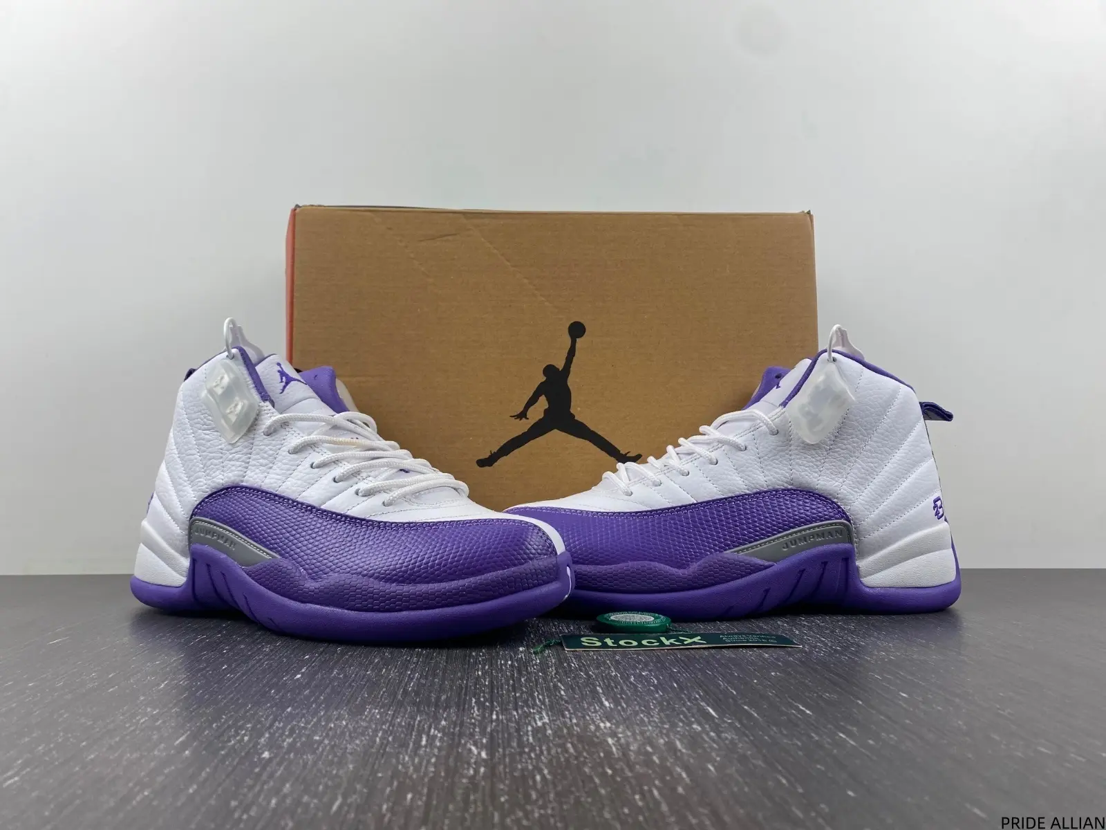 Brand New Sealed with Original Shoe Box | Unisex White Purple Premium Leather High Top Basketball Shoes | Shock Absorbing Sneakers | Urban Fashion Daily Wear Footwear