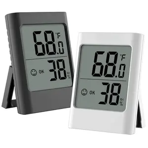 Humidity Gauge, 2 Pack Indoor Thermometer for  Digital Hygrometer Room Thermometer and Humidity Gauge with Temperature Humidity  AAA  (Color: Black and White)