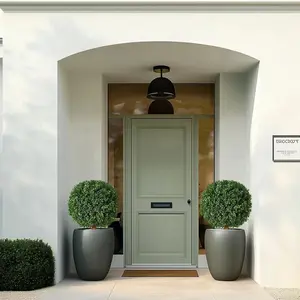 24 Inch Artificial Topiary Boxwood Ball Trees, Set of 2, UV Resistant Faux Boxwood Plants with Pots